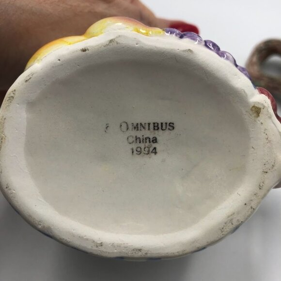 Vintage 1994 Omnibus China Sugar and Creamer Set Checkered Fruit Theme - Picture 12 of 15